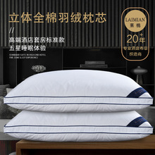 广州五星级酒店单人舒适健康纯棉羽绒枕芯95白鹅绒枕头定制logo
