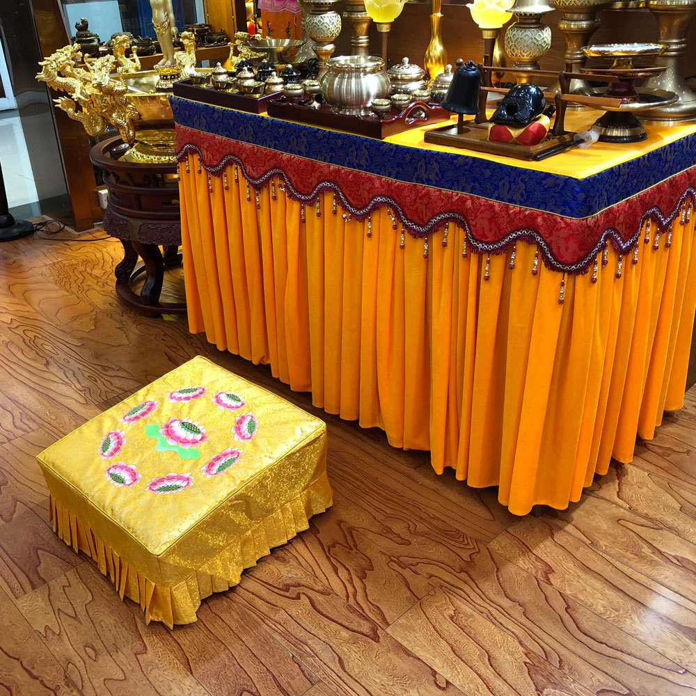 佛教佛具寺庙佛堂桌裙供桌围台布佛台桌罩神位供桌布定制1米85元