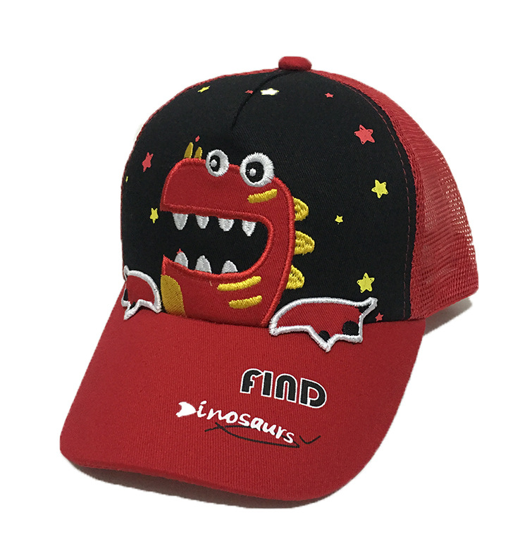 儿童帽子夏季男童网帽卡通恐龙棒球帽女童遮阳帽太阳帽时尚鸭舌帽