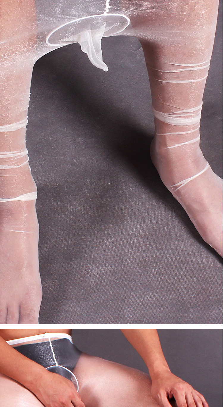 男士性感丝袜珠光透明jj套情趣荧光款连裤袜黑伪娘超薄闪光裤袜子