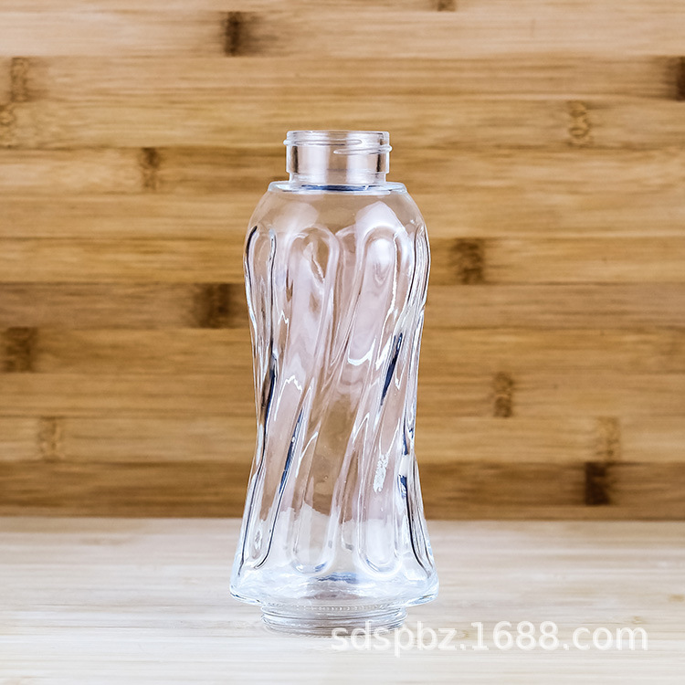 500ml丝口异形大口矿泉水饮料玻璃瓶 厂家供应一斤装冰酒白酒瓶