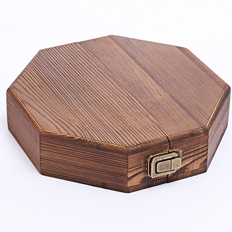 定制木质八角茶叶盒 复古普洱茶叶盒子 福鼎白茶单饼包装礼品木盒