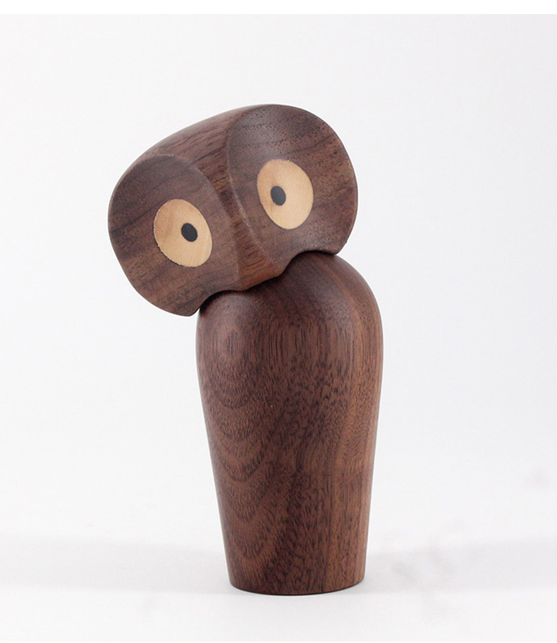 创意家居木质工艺品摆件猫头鹰雅典娜和智慧的象征生日礼物的木玩