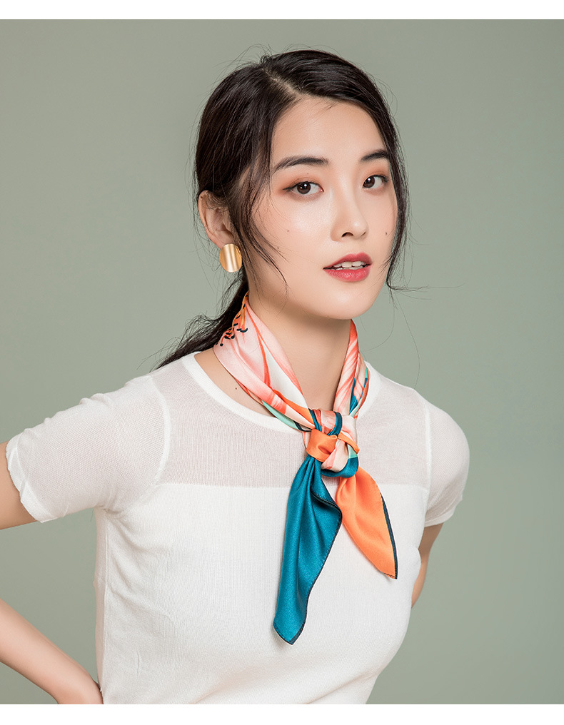 布塔春秋季桑蚕丝小方巾 百搭 真丝丝巾女装饰领巾头巾pt19k128