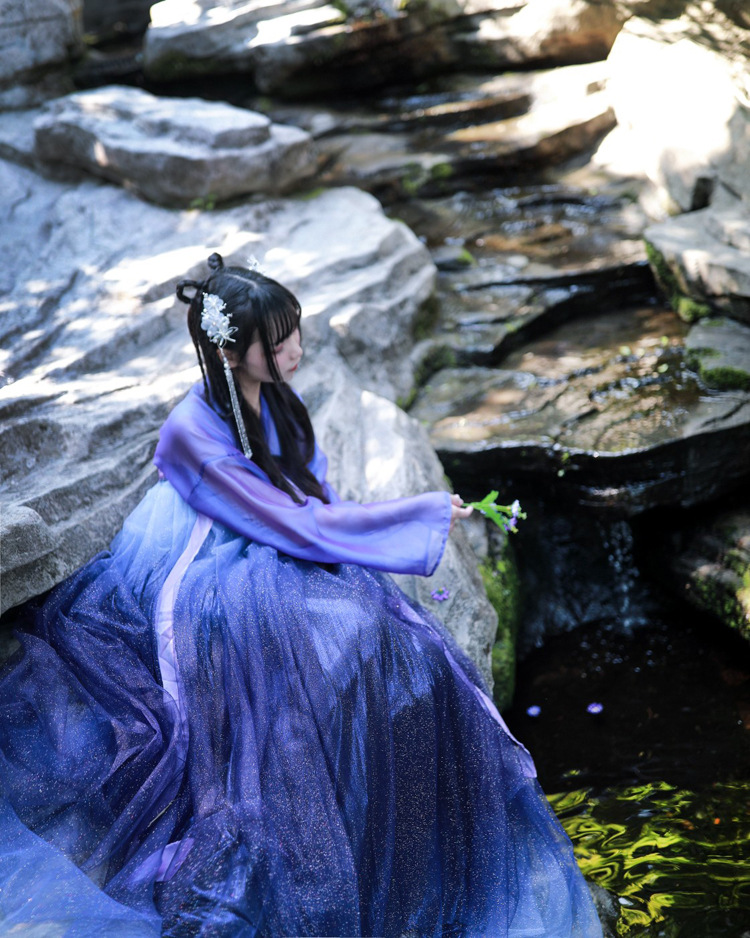 北极星汉服女紫色齐胸襦裙中国风夜未央山海星学生日常闪闪的汉服