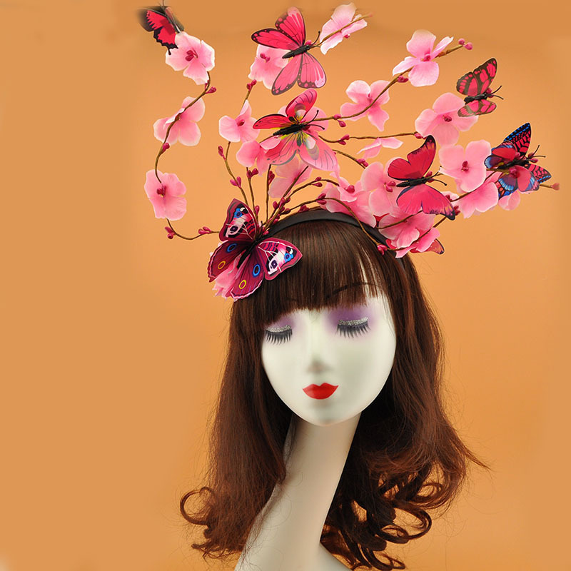 森系创意头饰夸张蝴蝶彩妆发饰舞台表演礼服走秀摄影拍照写真发箍