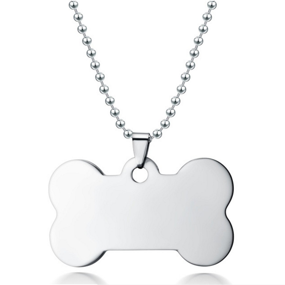 厂家直销狗骨头狗牌不锈钢四色空白狗牌刻字光面军牌吊坠项链
