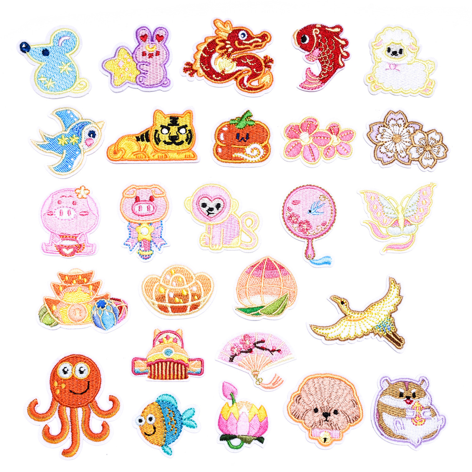 小清新卡通动物刺绣贴 生肖刺绣补丁装饰贴 电脑绣花章个性补丁贴