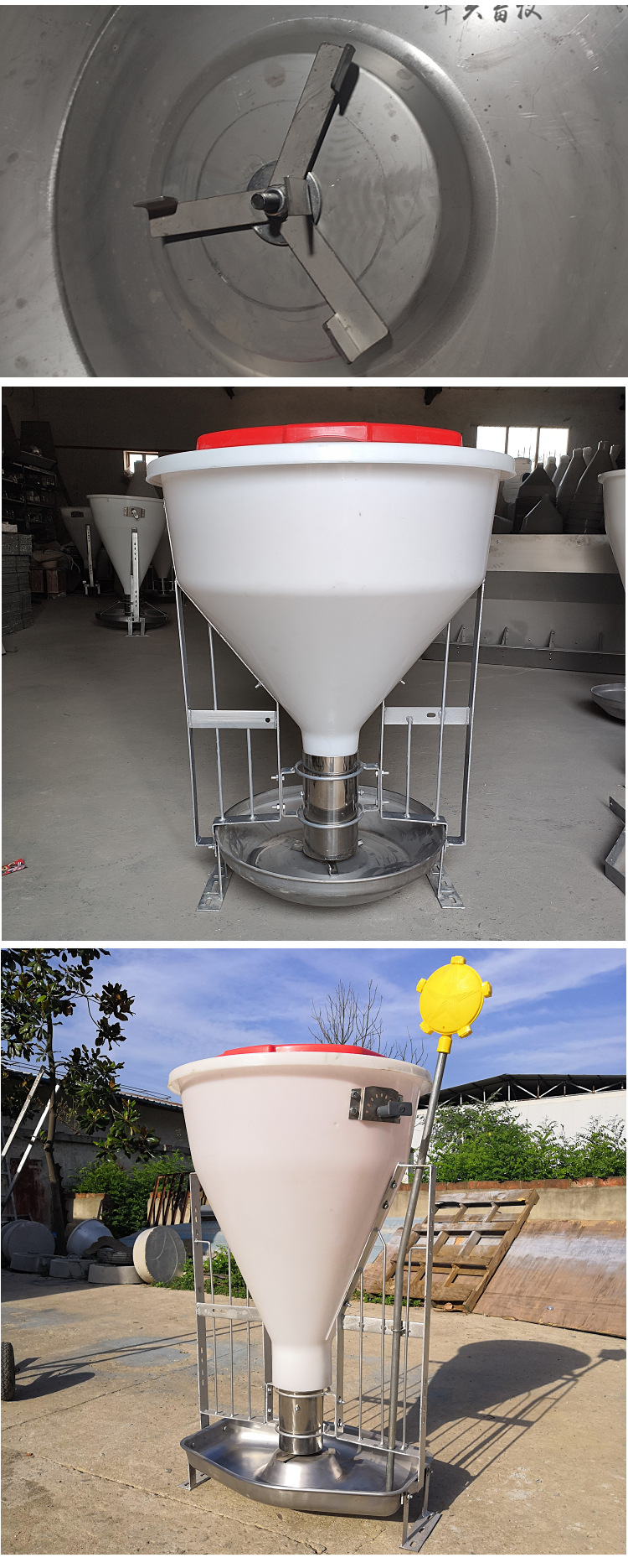 育肥猪用干湿料槽 自由自动食槽不锈钢底盘 下料器双面养猪喂料器