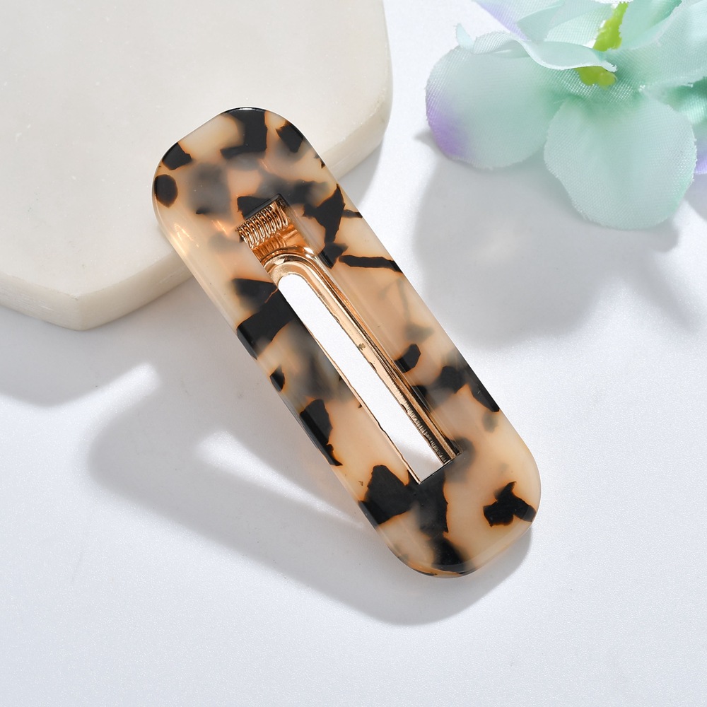 欧美专供亚克力发夹醋酸板材发夹速卖通气质一字夹几何发卡边夹女