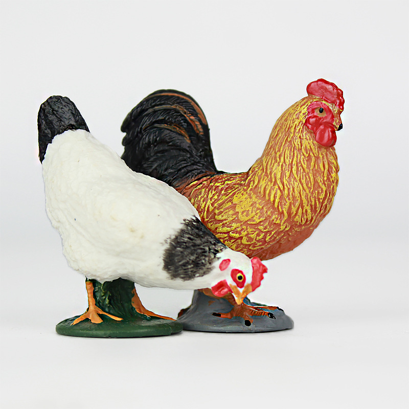 跨境热销仿真野生动物模型公鸡母鸡模型实心塑料儿童玩具摆件礼物