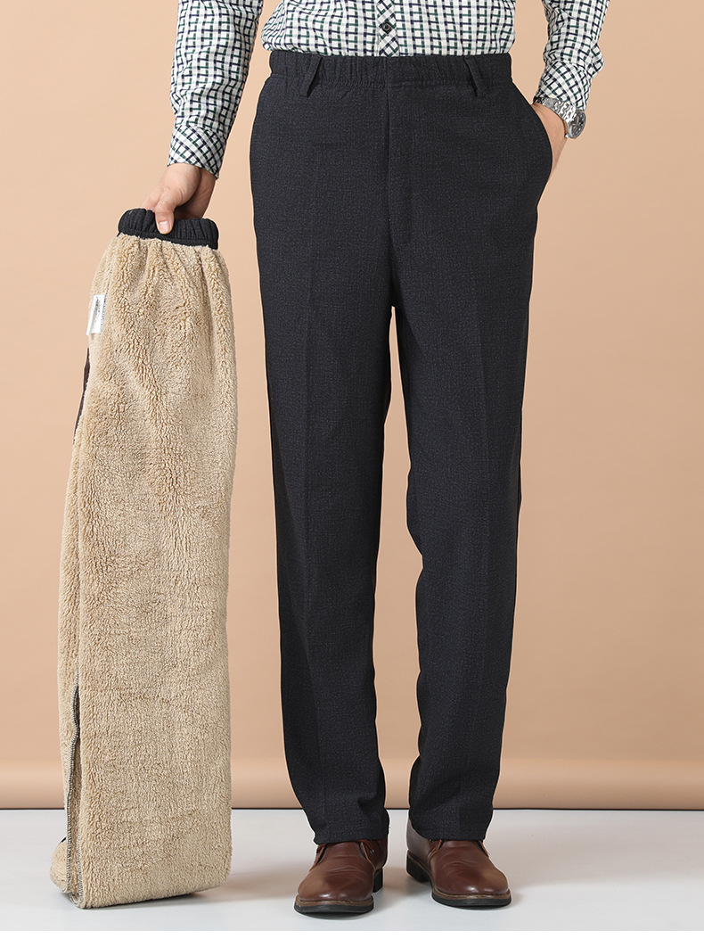 羊羔绒男裤冬季中老年休闲裤加绒加厚款保暖裤外穿老人松紧腰裤子