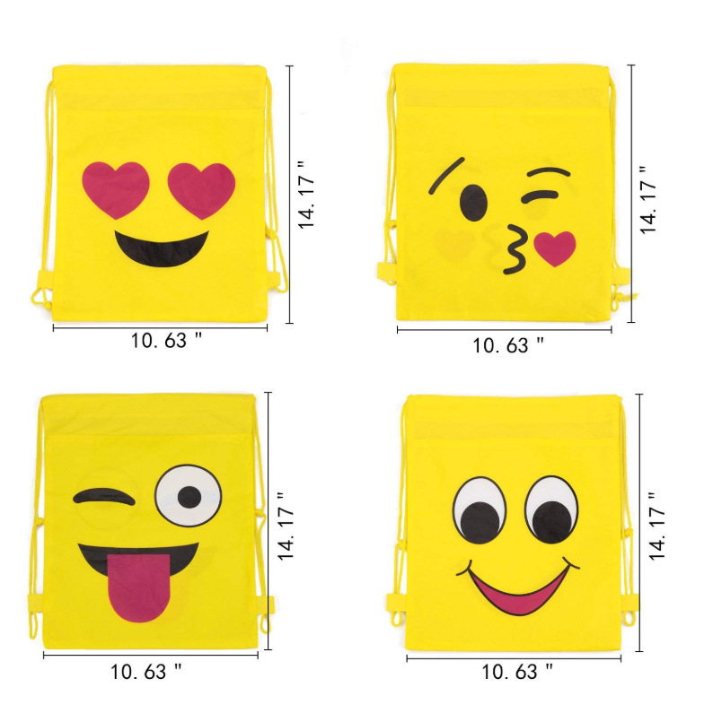 2019新款创意笑脸表情卡通儿童加厚无纺布束口书包背包礼品袋
