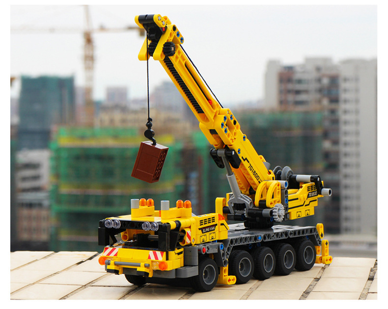 森宝工程科技系列吊臂推土运输车兼容乐高小颗粒积木拼装模型玩具