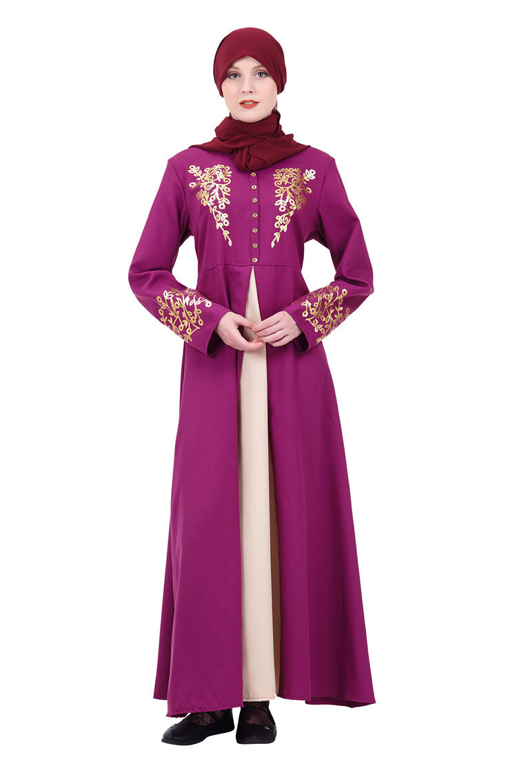 跨境传统女装连衣裙 亚马逊精品印花迪拜礼服长袍连衣裙h9008