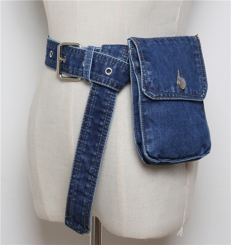 跨境批发牛仔腰封装饰衬衫可拆卸腰带多功能手机包腰包女一件代发