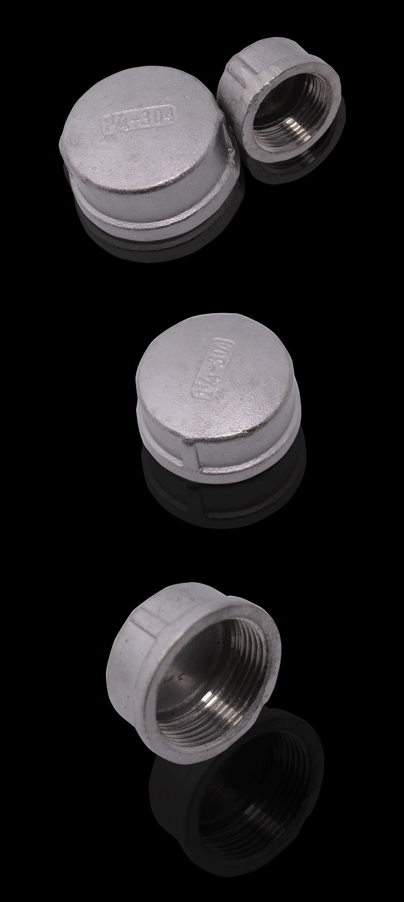 不锈钢管帽材质丝扣内螺纹水管堵帽配件4分堵头dn15