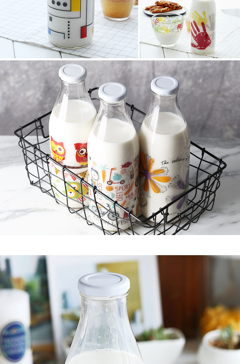 厂家批发定制1l牛奶瓶鲜奶瓶酸奶瓶奶吧专用瓶饮料玻璃瓶