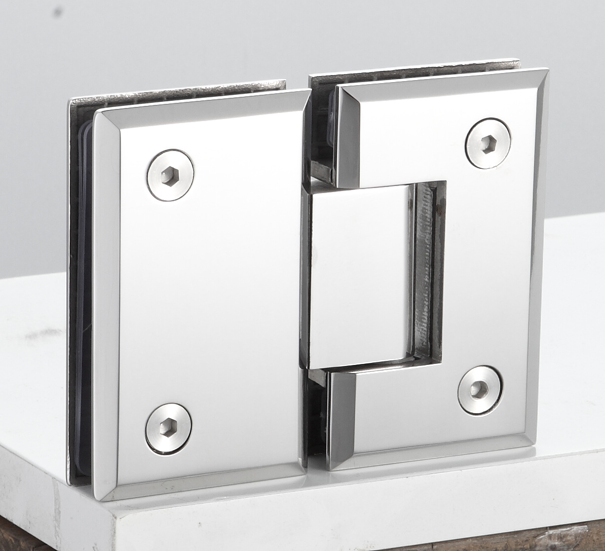 不锈钢玻璃夹90度靠墙玻璃合页淋浴房五金配件【实创达五金厂】