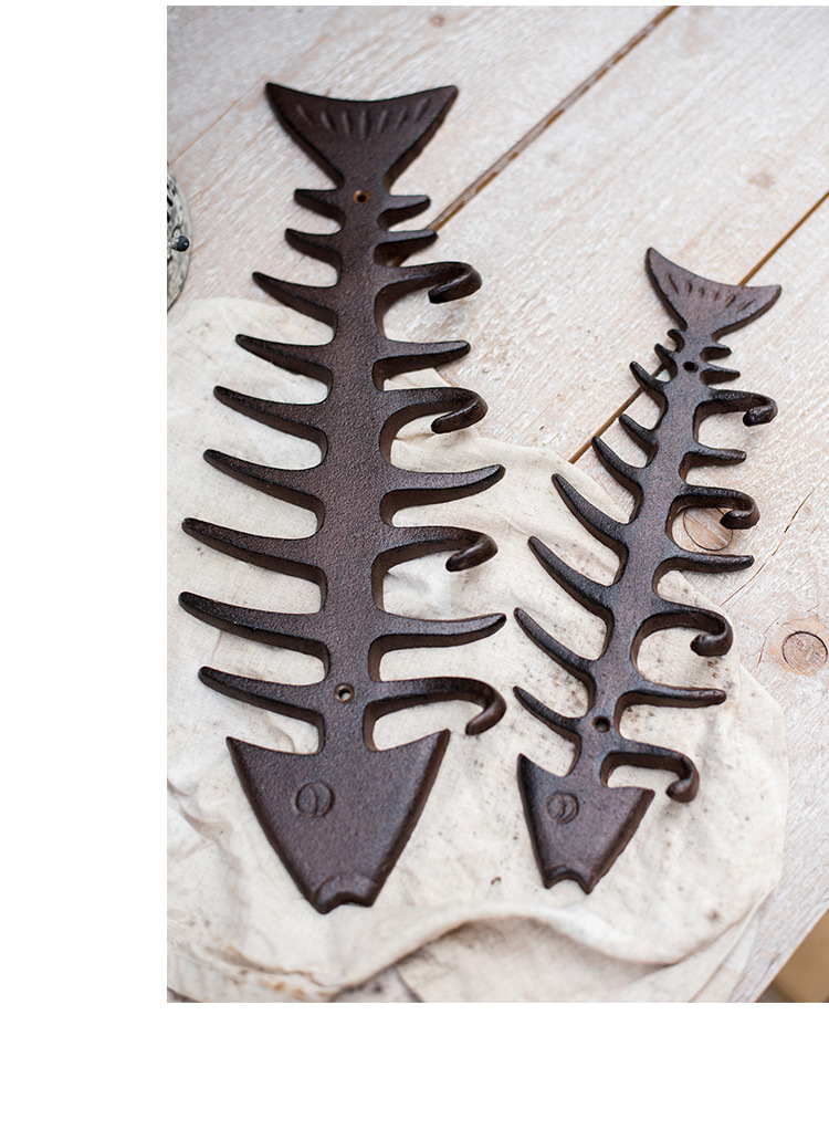 铸铁鱼骨造型挂钩墙钩花园庭院户外装饰个性杂货欧式乡村