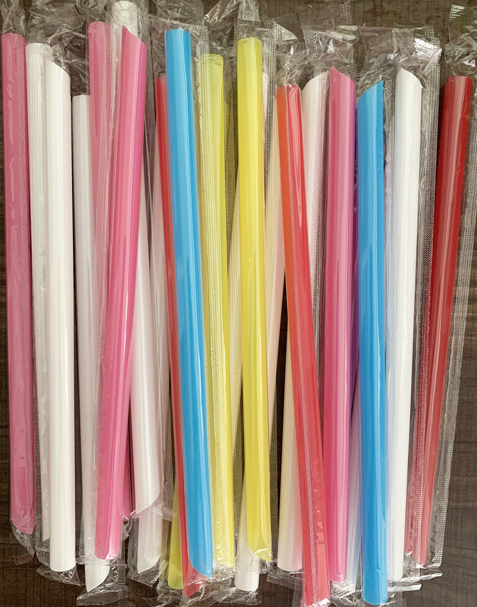 一次性珍珠奶茶吸管彩色粗吸管塑料大吸管超大口径100支独立包装