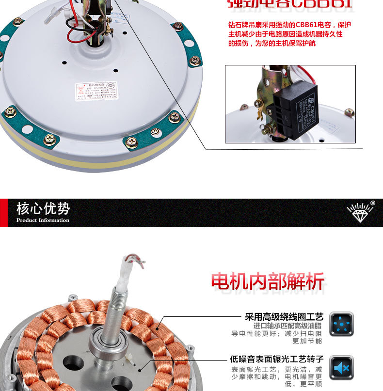 批发正品钻石牌56寸五叶吊扇王大功率1400mm吊电扇铁叶厂房电风扇