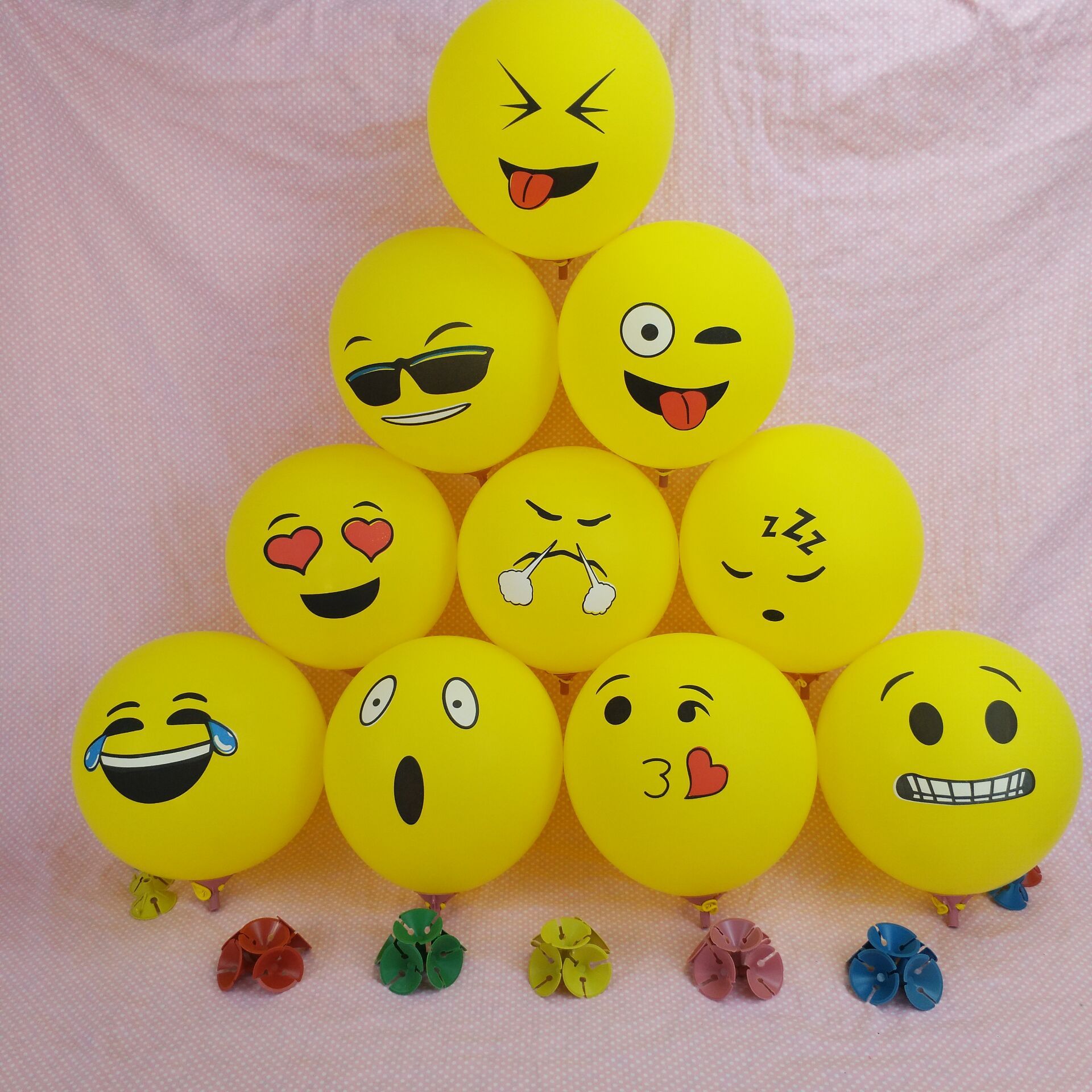 厂家定制批发黄色表情笑脸场景布置印字气球可来图定制内容