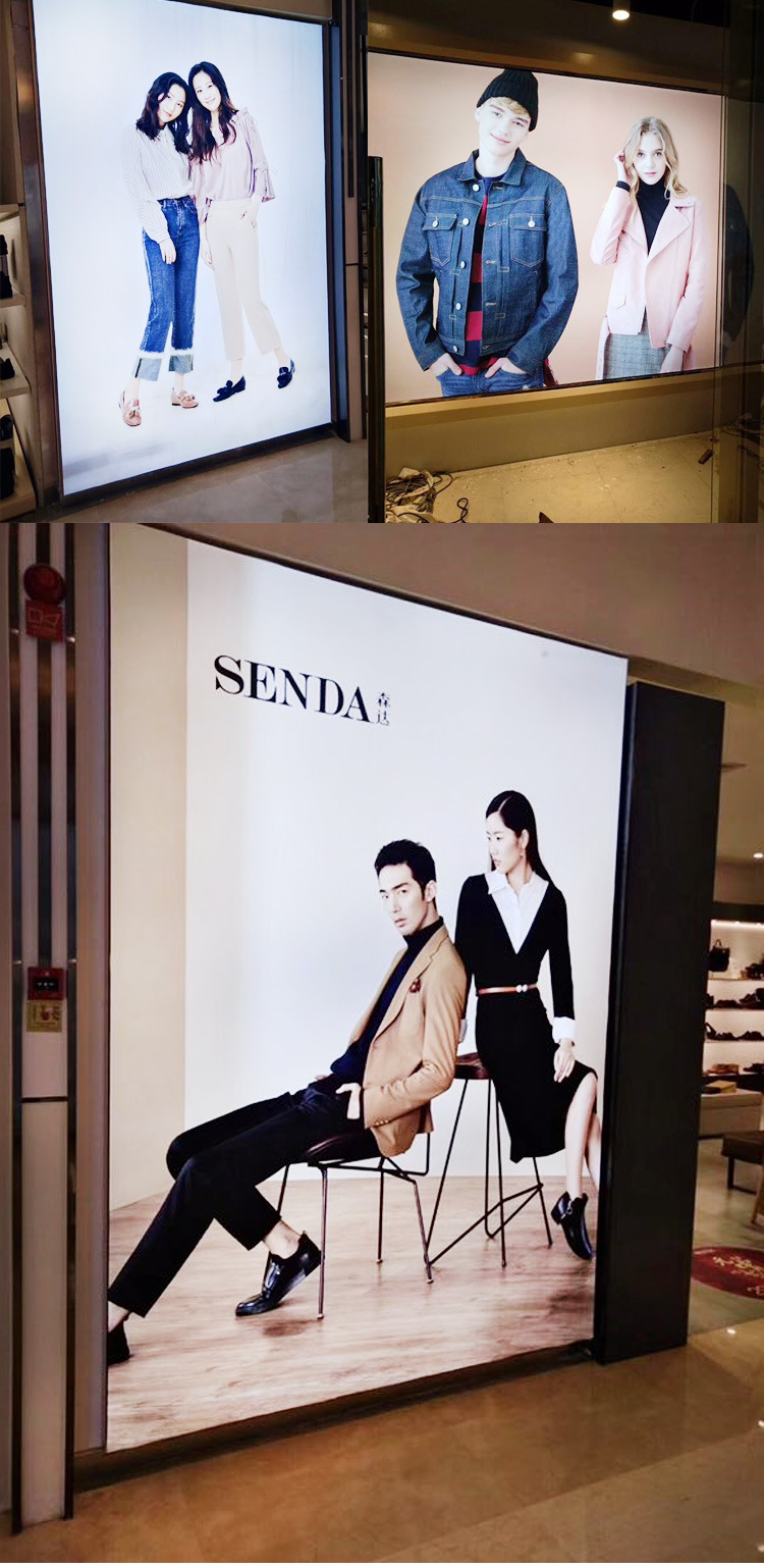 定制室内服装店uv软膜灯箱无边框卡布灯箱天花led拉布灯箱广告牌