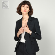 119款时尚休闲西装外套女微弹双排扣职业装上班西装女款黑色西装