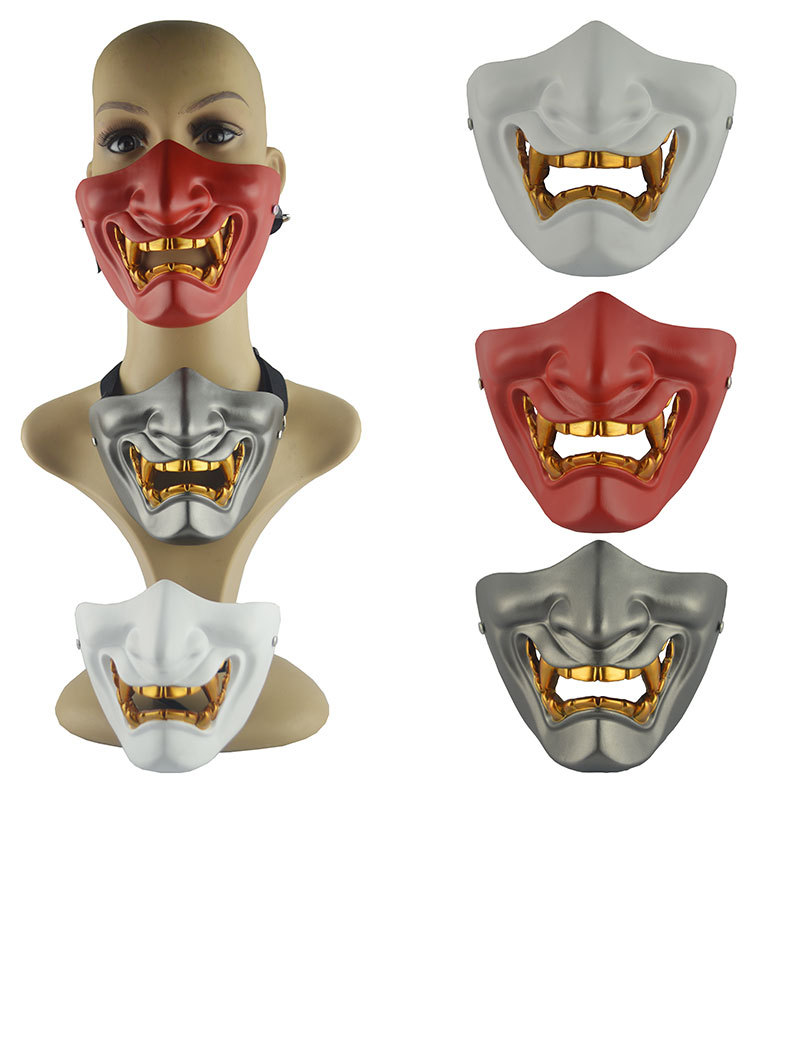 鬼节面具节日舞会笑般若战术cos魔鬼恐怖女鬼脸半脸般若面具口罩