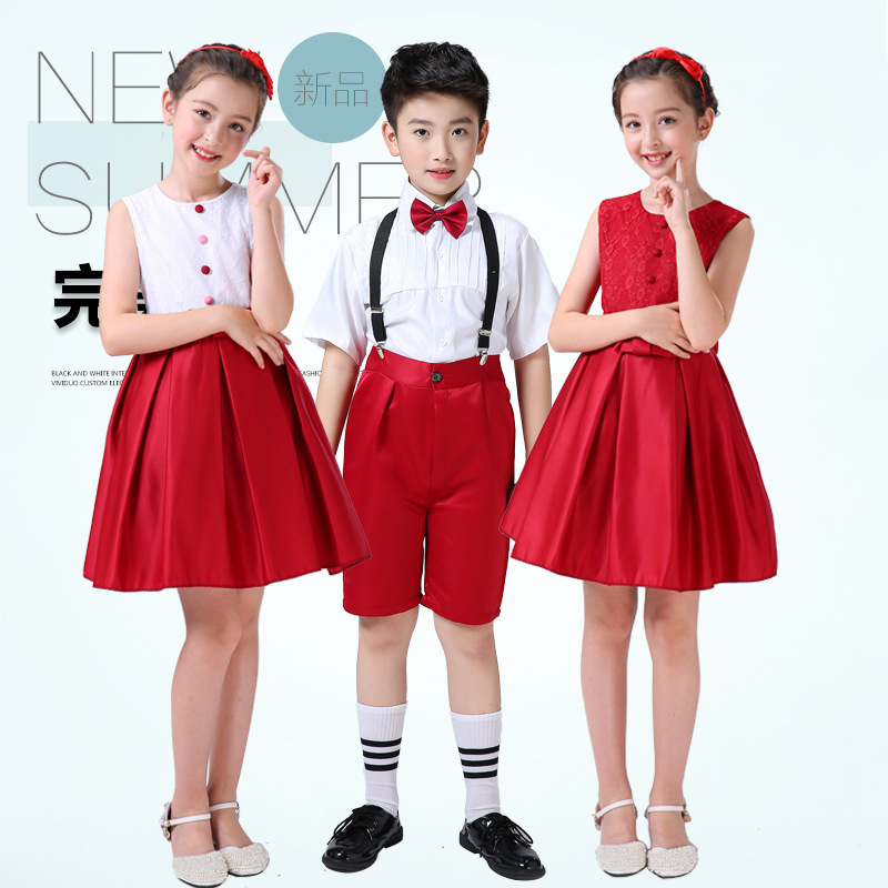 儿童合唱服礼服中小学生大合唱团演出服装男童女童主持人朗诵表演