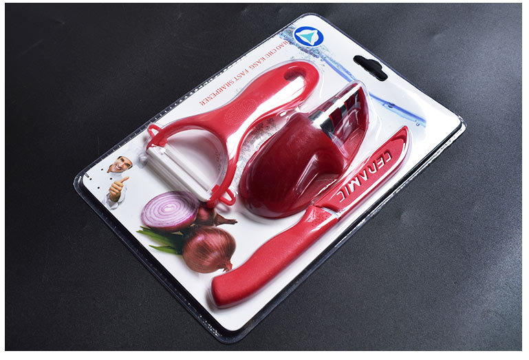 厨房新款磨刀器三件套迷你鼠标磨刀器水果刀瓜刨厂价直销