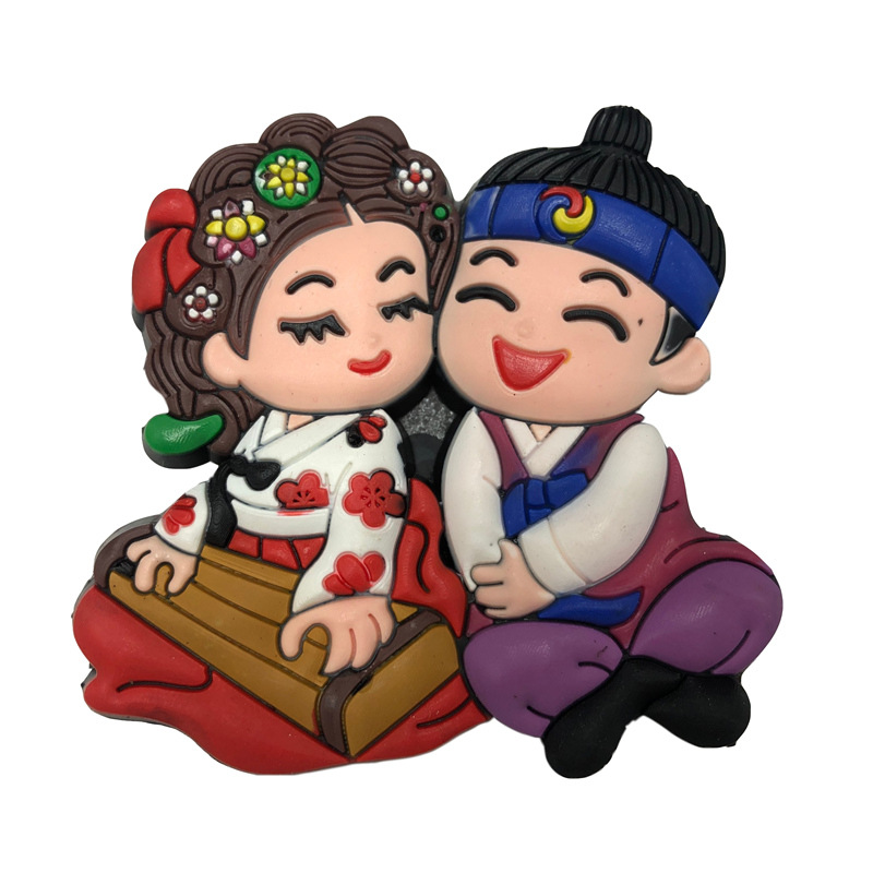 厂家朝鲜族冰箱贴卡通造型韩服磁性贴旅游纪念礼品活动送客人礼物