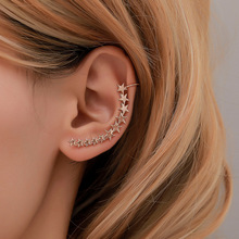 欧美风流行时尚耳饰气质五角星复古金属耳钉耳挂个性单只星星耳夹