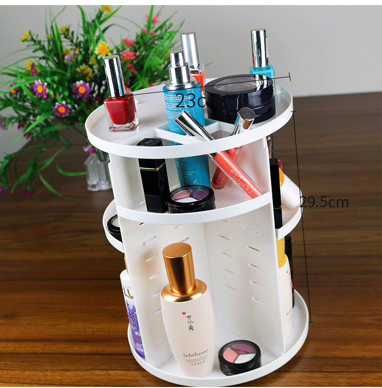 热卖360度注塑旋转化妆盒 桌面注塑化妆品整理收纳盒可调节置物架