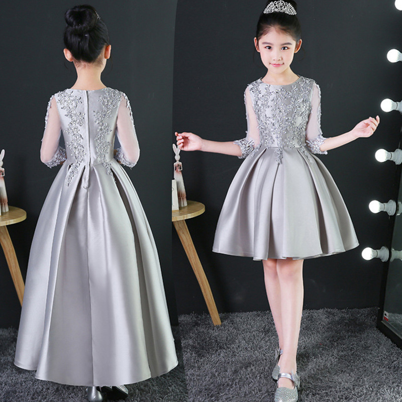 儿童礼服公主裙蓬蓬少女孩钢琴表演服长款主持人小学生日晚宴高端
