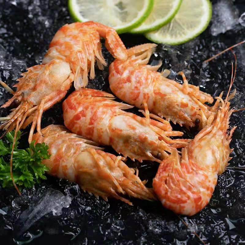 俄罗斯火龙虾2斤装即食格陵兰虾70-90部分带籽北极甜虾头籽腹籽