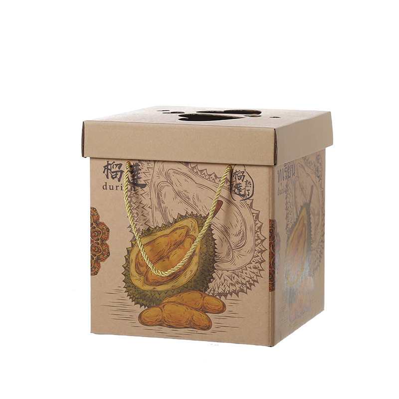 榴莲专用水果包装盒现货纸箱礼盒加硬加厚金枕榴莲手提箱批发定制
