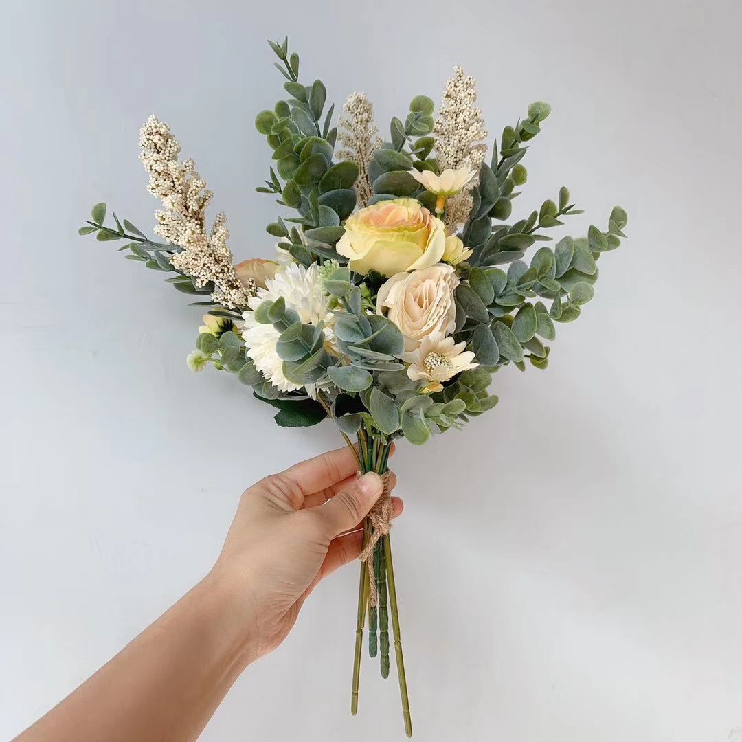 m100森系手札花束紫色系仿真花绢花假花批发婚庆用品亚马逊