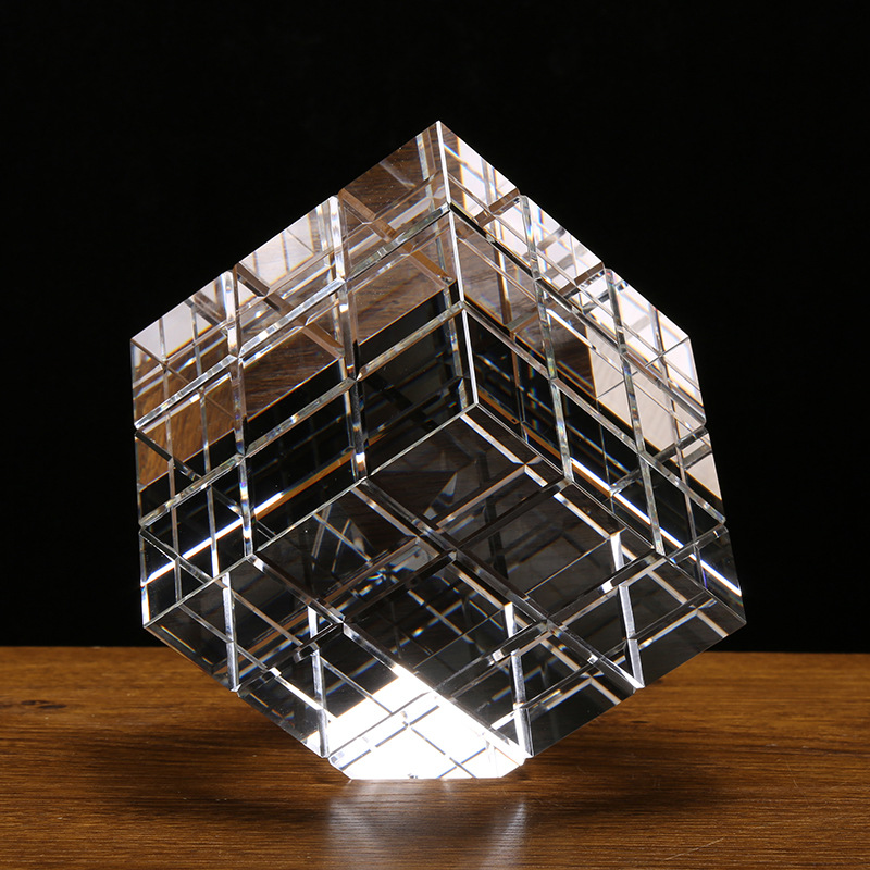 方体3d内雕建筑物楼模型定制水晶摆件立体公司礼品定制logo车模