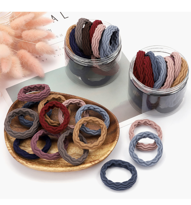 Storage Canned 20 Thick High Elastic Jacquard Towel Ring Seamless Hairband Hair Rope Seamless Rubber Band Hair Accessories