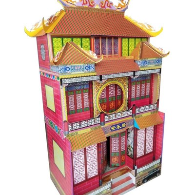 殡葬祭祀白事用品折叠仿古楼房纸扎灵屋瓦楞纸别墅无竹架冥房子