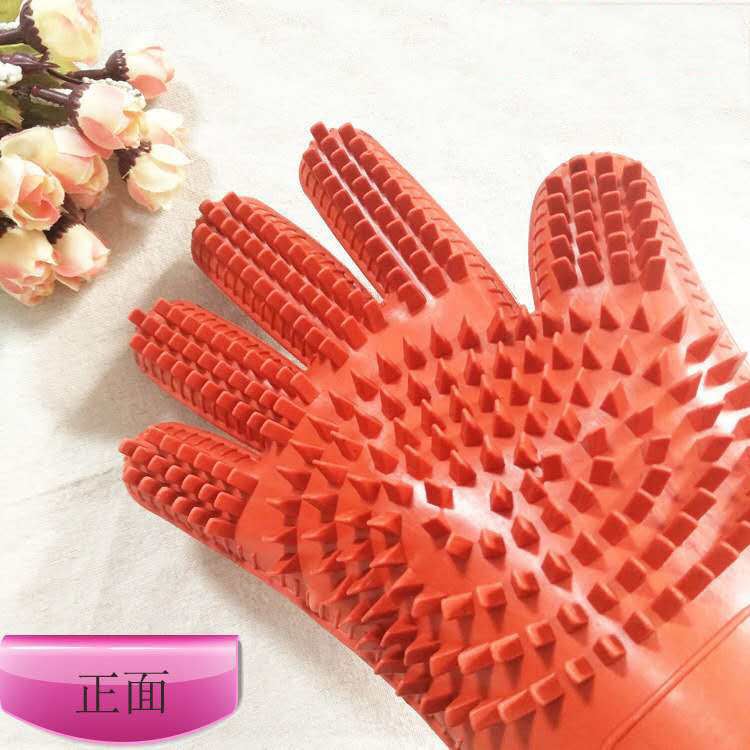 宠物洗澡手套 带刺硅胶宠物店用撸毛洗澡二合一手套 狗猫手套男女