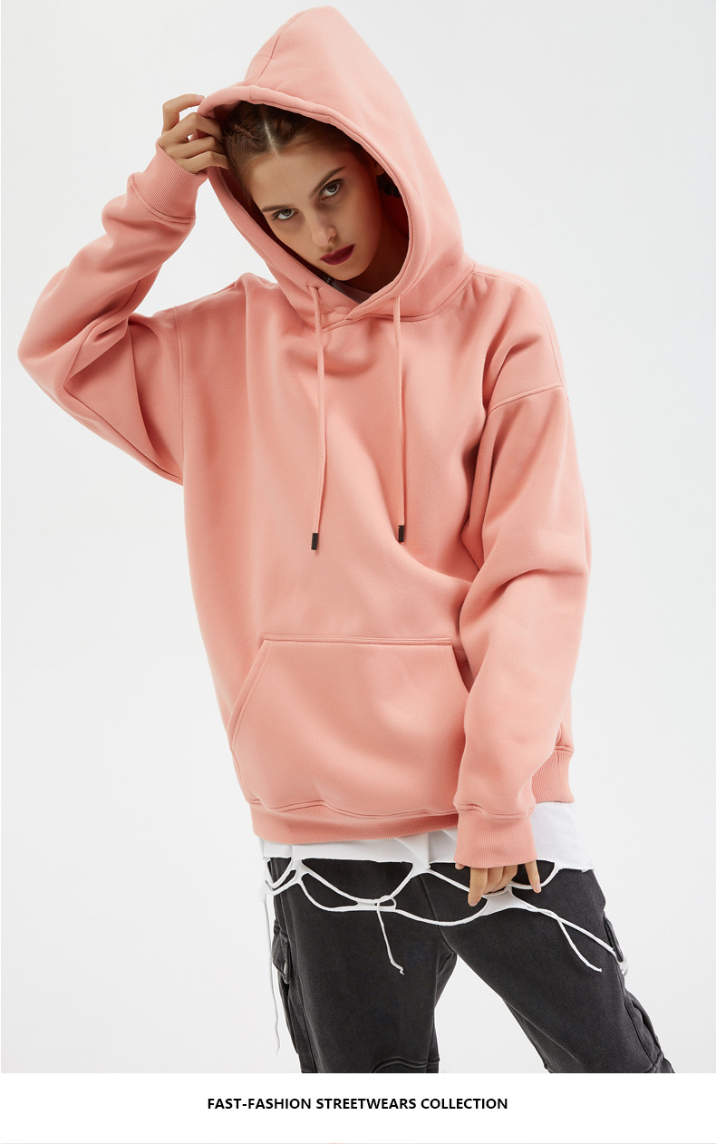 artie男装|欧美潮牌 12色加绒加厚 宽松嘻哈男士纯色连帽卫衣定制