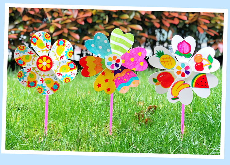 空白绘画风车儿童手工diy涂鸦幼儿园益智涂色美术创意制作材料包