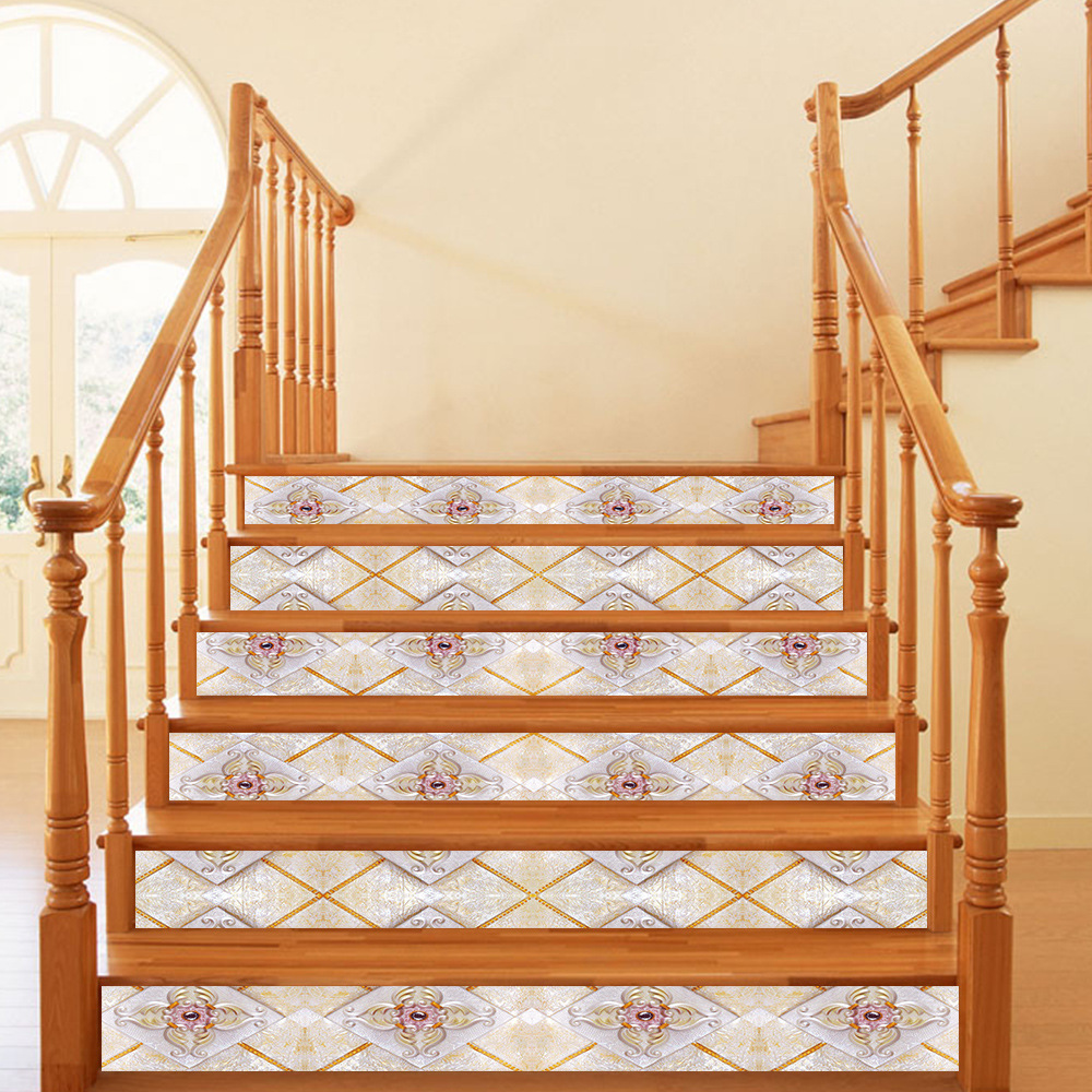 新品楼梯贴贴画阶梯贴菱形北欧风格素色pp客厅阁楼装饰画支持定制