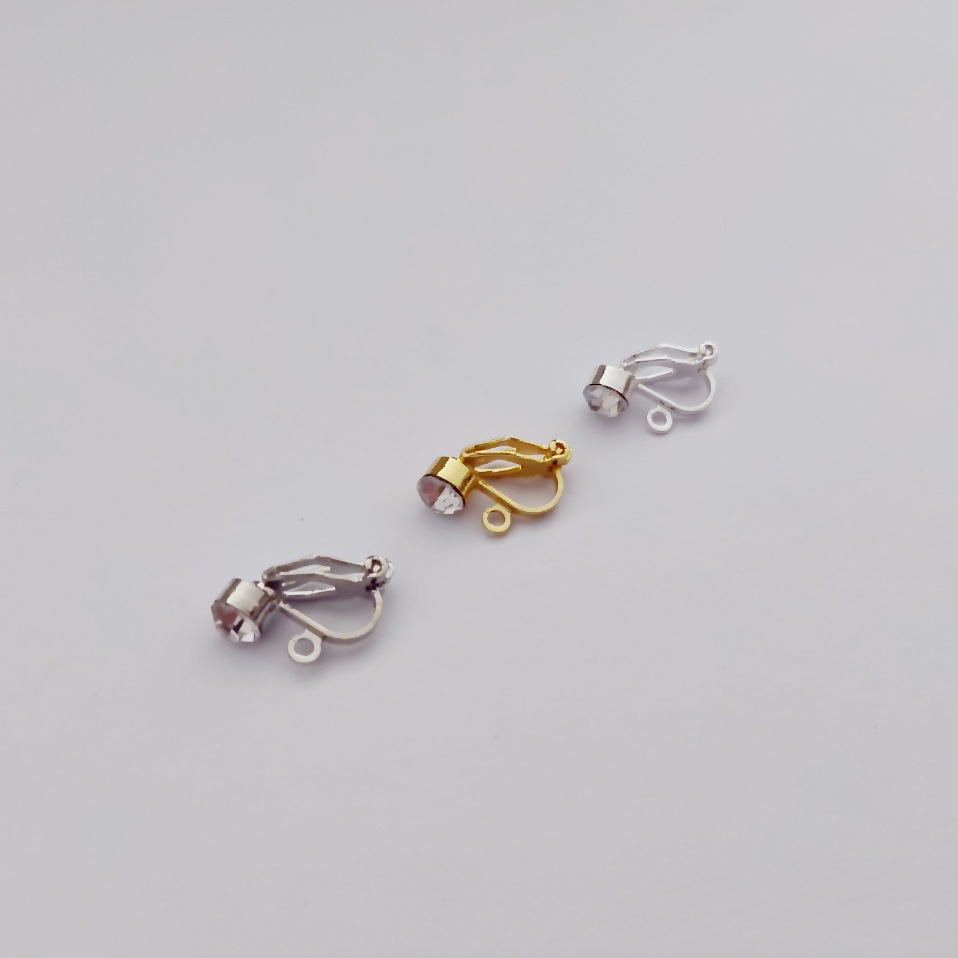 侧吊三角耳夹镶水钻 带钻软垫耳夹配件 diy无耳洞耳夹耳饰单只