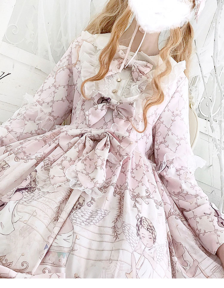 现货 爱神乐章op 蕾丝蝴蝶结洛丽塔少女清新甜美lolita洋装连衣裙