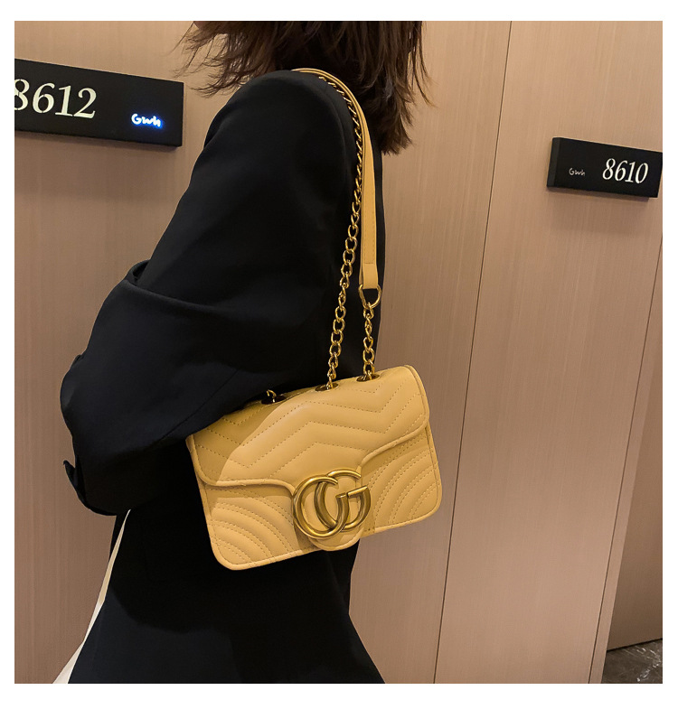 cg女包包2019新款时尚秋冬菱格链条包斜跨单肩小包ladies简约bags
