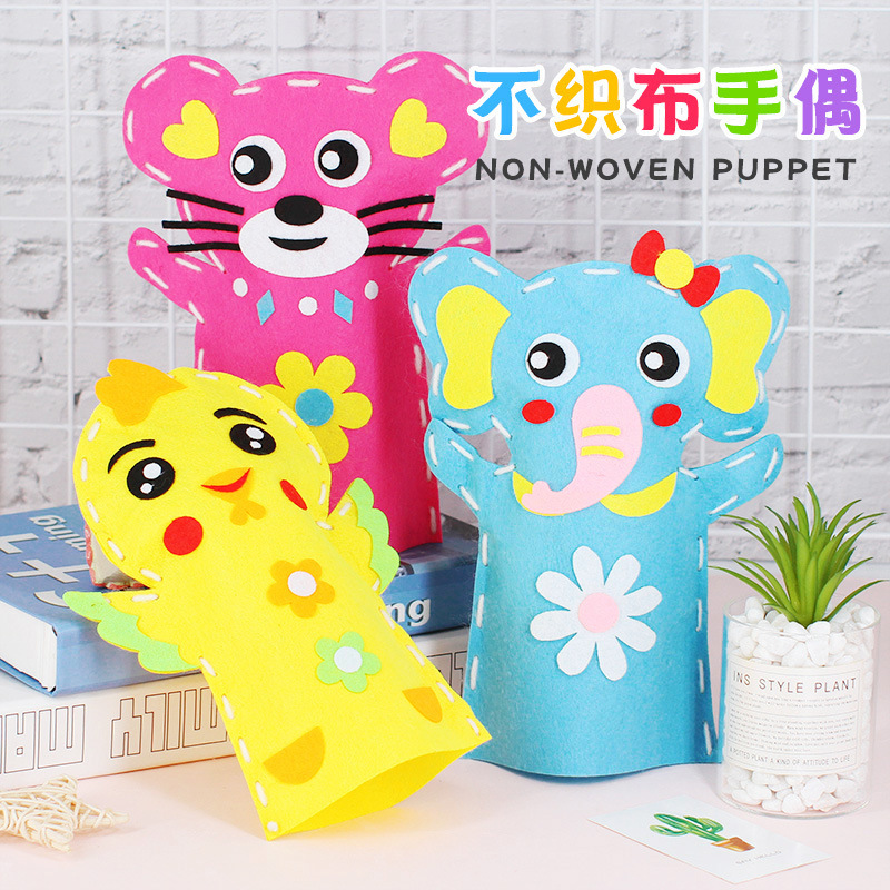 儿童布艺手偶diy不织布手工制作材料包春节卡通创意益智玩具